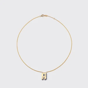 LAPIS YELLOW GOLD LETTER NECKLACE>Boochier Hot