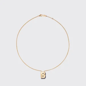LAPIS YELLOW GOLD LETTER NECKLACE>Boochier Hot