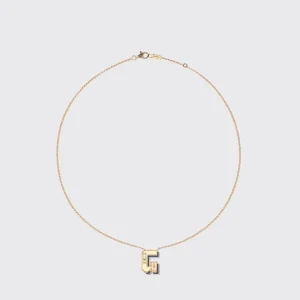 LAPIS YELLOW GOLD LETTER NECKLACE>Boochier Hot