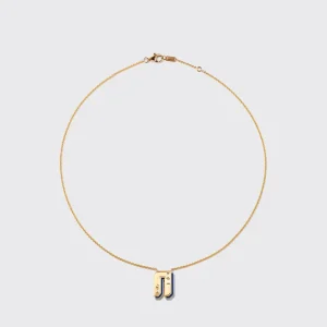 LAPIS YELLOW GOLD LETTER NECKLACE>Boochier Hot