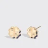 LAPIS YELLOW GOLD MINI CLOVER LEAF STUDS>Boochier Online