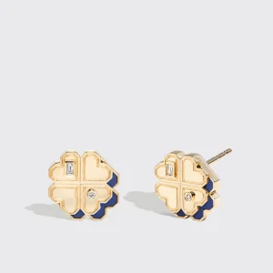 LAPIS YELLOW GOLD MINI CLOVER LEAF STUDS>Boochier Online