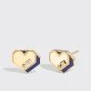 LAPIS YELLOW GOLD MINI HEART STUDS>Boochier Online