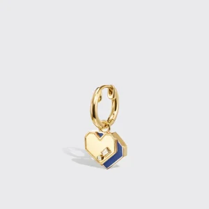 LAPIS YELLOW GOLD MINI HEART HOOP MONO EARRING>Boochier Fashion