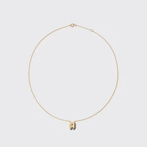 LAPIS YELLOW GOLD MINI LETTER NECKLACE>Boochier Discount