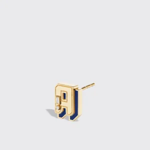 LAPIS YELLOW GOLD MINI LETTER MONO STUD>Boochier Best