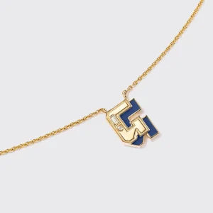LAPIS YELLOW GOLD MINI LETTER NECKLACE>Boochier Discount