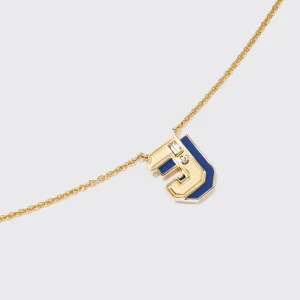 LAPIS YELLOW GOLD MINI LETTER NECKLACE>Boochier Discount