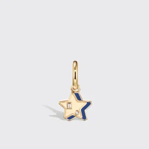 LAPIS YELLOW GOLD MINI STAR HOOP MONO EARRING>Boochier Clearance