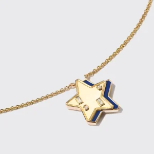 LAPIS YELLOW GOLD STAR NECKLACE>Boochier Online