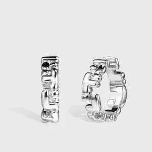 LARGE WHITE GOLD ARCADE DOUBLE ETERNITY LOCK EARRINGS>Boochier Fashion
