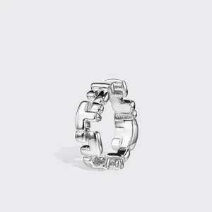 LARGE WHITE GOLD ARCADE DOUBLE ETERNITY LOCK EARRINGS>Boochier Fashion