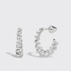LARGE WHITE GOLD DIAMOND SLINKEE EARRINGS>Boochier Hot