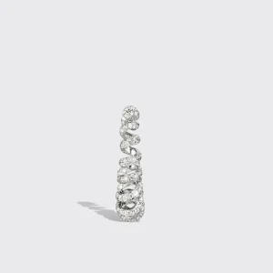 LARGE WHITE GOLD DIAMOND SLINKEE EARRINGS>Boochier Hot