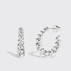 LARGE WHITE GOLD SLINKEE EARRINGS>Boochier Sale