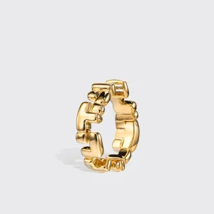 LARGE YELLOW GOLD ARCADE DOUBLE ETERNITY LOCK EARRINGS>Boochier Hot