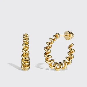 LARGE YELLOW GOLD SLINKEE EARRINGS>Boochier Online