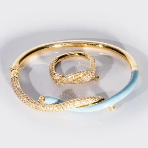 LIGHT BLUE FRUIT HOOPS DIAMOND BANGLE>Boochier Sale