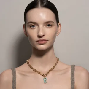 LIGHT BLUE JUMBO FRUIT HOOPS PENDANT CHAIN NECKLACE [DETACHABLE]>Boochier Discount