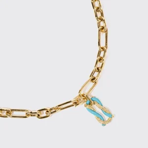 LIGHT BLUE JUMBO FRUIT HOOPS PENDANT CHAIN NECKLACE [DETACHABLE]>Boochier Discount