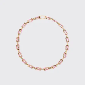 LIGHT PINK FIVE DIAMOND FRUIT HOOPS NECKLACE>Boochier Online