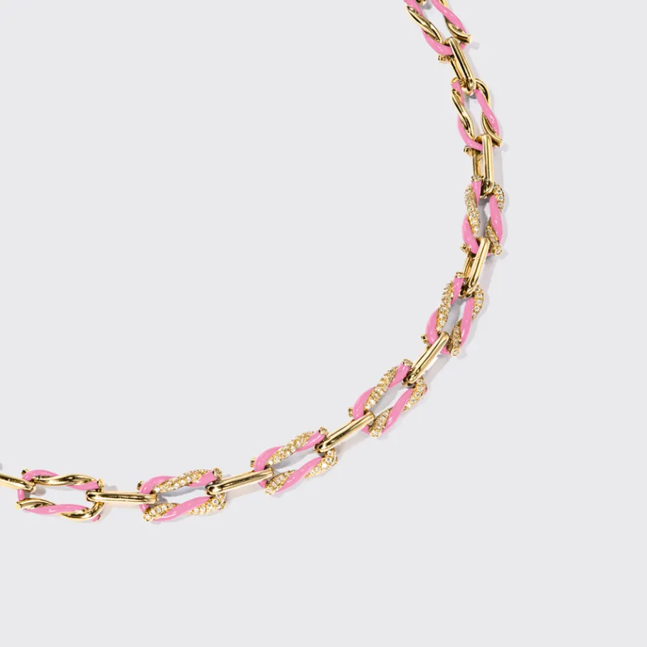 light_pink_five_diamond_f_1.webp LIGHT PINK FIVE DIAMOND FRUIT HOOPS NECKLACE>Boochier Online
