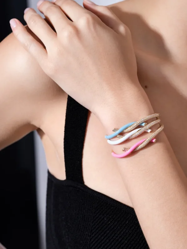 LIGHT PINK FRUIT HOOPS DIAMOND BANGLE>Boochier Hot
