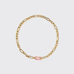 LIGHT PINK JUMBO FRUIT HOOPS PENDANT CHAIN NECKLACE [DETACHABLE]>Boochier Best