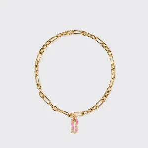LIGHT PINK JUMBO FRUIT HOOPS PENDANT CHAIN NECKLACE [DETACHABLE]>Boochier Best