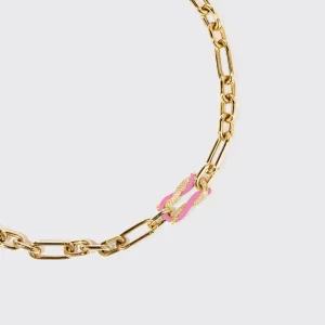 LIGHT PINK JUMBO FRUIT HOOPS PENDANT CHAIN NECKLACE [DETACHABLE]>Boochier Best