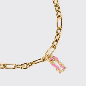 LIGHT PINK JUMBO FRUIT HOOPS PENDANT CHAIN NECKLACE [DETACHABLE]>Boochier Best