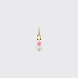 LIGHT PINK SINGLE PEARL DIAMOND B-BOY EARRING>Boochier New