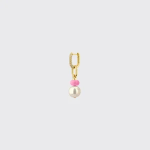 LIGHT PINK SINGLE PEARL DIAMOND B-BOY EARRING>Boochier New