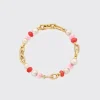 LIGHT PINK-RED DIAMOND B-BOY CHAIN BRACELET>Boochier Best