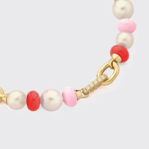 LIGHT PINK-RED DIAMOND B-BOY CHAIN BRACELET>Boochier Best