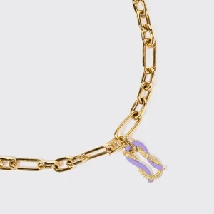 LILAC JUMBO FRUIT HOOPS PENDANT CHAIN NECKLACE [DETACHABLE]>Boochier Clearance