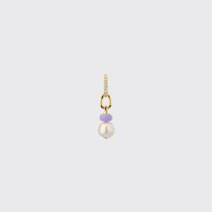 LILAC SINGLE PEARL DIAMOND B-BOY EARRING>Boochier Clearance