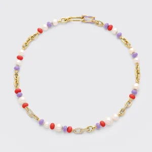 LILAC-RED DIAMOND B-BOY CHAIN NECKLACE>Boochier Discount