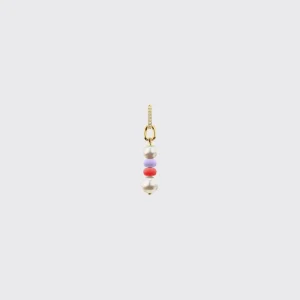 LILAC-RED DOUBLE PEARL DIAMOND B-BOY EARRING>Boochier Clearance