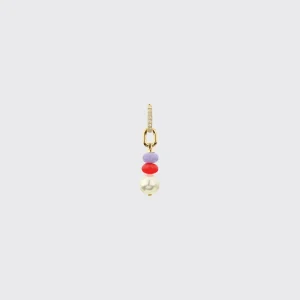 LILAC-RED DOUBLE PEARL DIAMOND B-BOY EARRING>Boochier Sale