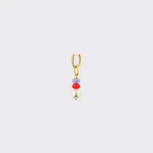 LILAC-RED DOUBLE PEARL DIAMOND B-BOY EARRING>Boochier Sale