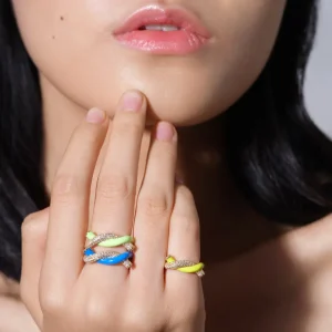 LIME GREEN FRUIT HOOPS DIAMOND RING>Boochier New