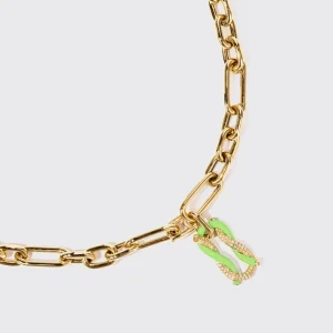 LIME GREEN JUMBO FRUIT HOOPS PENDANT CHAIN NECKLACE [DETACHABLE]>Boochier Discount