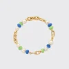 LIME GREEN-DARK BLUE DIAMOND B-BOY CHAIN BRACELET>Boochier Sale