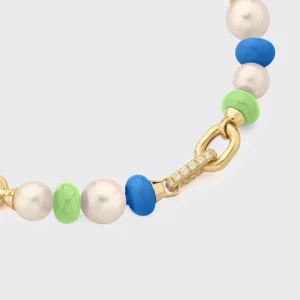 LIME GREEN-DARK BLUE DIAMOND B-BOY CHAIN BRACELET>Boochier Sale