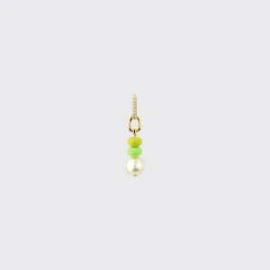 LIME GREEN-NEON YELLOW DOUBLE PEARL DIAMOND B-BOY EARRING>Boochier Sale