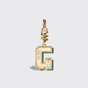 MALACHITE NOSTALGIA LETTER CHARM>Boochier Discount