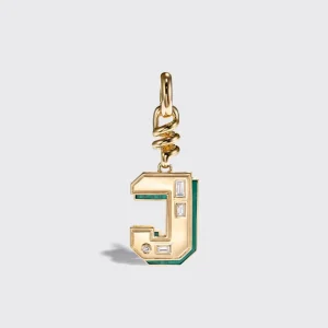 MALACHITE NOSTALGIA LETTER CHARM>Boochier Discount
