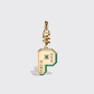 MALACHITE NOSTALGIA LETTER CHARM>Boochier Discount