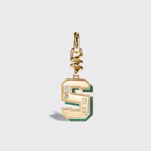 MALACHITE NOSTALGIA LETTER CHARM>Boochier Discount